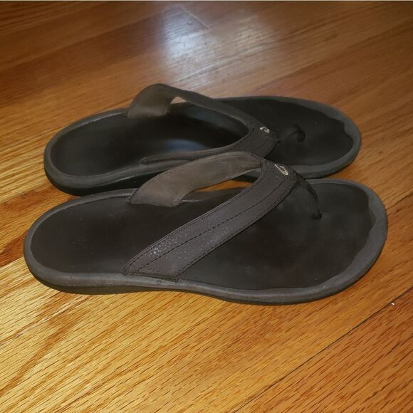 Olukai Brown Flip Flop Sandals - Picture 1 of 5